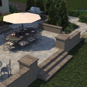 3D landscape drawing by South Shore Landscape Contractor Joe Mento